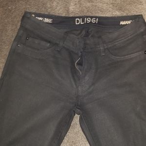 DL 1961 black coated skinny jeans